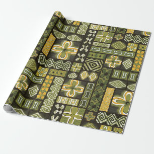 Vintage Aloha Gift Wrap   Pua Grönt Presentpapper