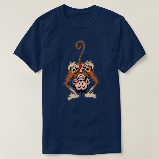 Vintage Aloha Monkey Tattoo T Shirt (Design framsida)