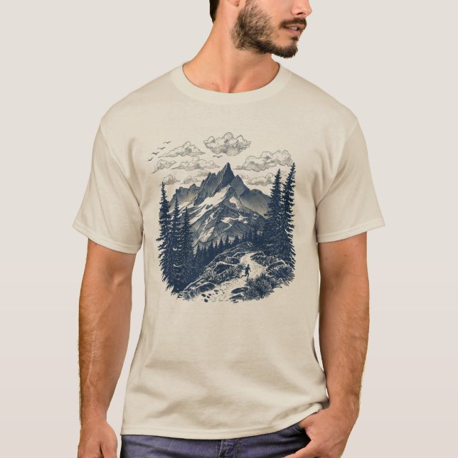 Vintage alpgraveringskonst från bergen t shirt (Framsida)