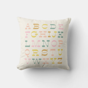 Vintage Alphabet i Pastel Färg Boho Nursery Kudde