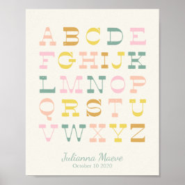 Vintage Alphabet Pastel Nursery Personlig Poster