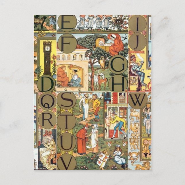 Vintage Alphabet Vykort (Framsida)