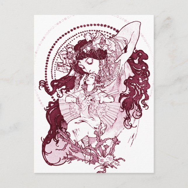 Vintage Alphonose Mucha Art Vykort (Framsida)