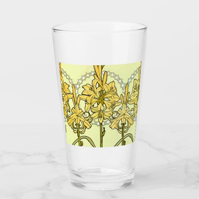 Vintage Alphonse Mucha Art Nouveau Liljemönster Glaskopp (Framsida)