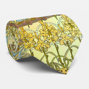 Vintage Alphonse Mucha Art Nouveau Liljemönster Slips
