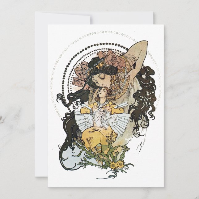 Vintage Alphonse Mucha Inbjudningar (Framsida)