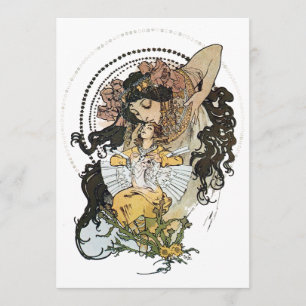 Vintage Alphonse Mucha Inbjudningar