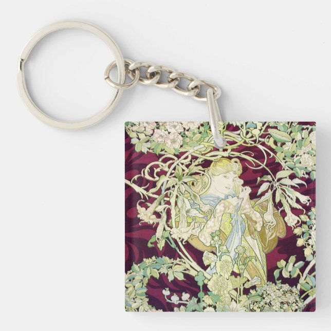 Vintage Alphonse Mucha, kvinna med Daisy (Framsidan)