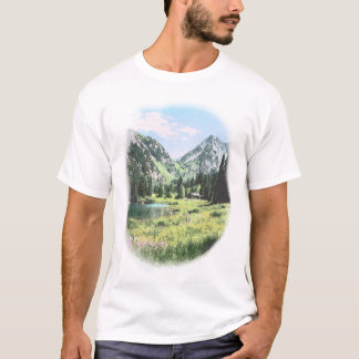 Vintage alpin sjö landskapsmotiv t shirt