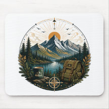 Vintage alpin vildmarksäventyrslandskaps konst