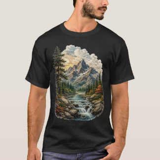 Vintage alpin vildmarksberglandskap t shirt