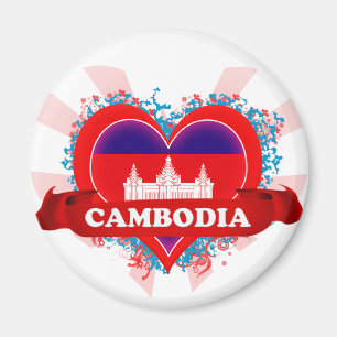 Vintage älskar jag Cambodja Magnet