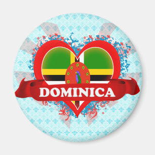 Vintage älskar jag Dominica Magnet