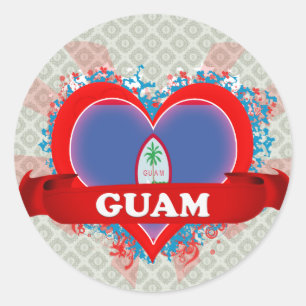 Vintage älskar jag Guam Runt Klistermärke