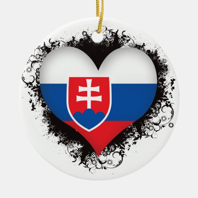 Vintage älskar jag Slovakien Julgransprydnad Keramik (Framsidan)