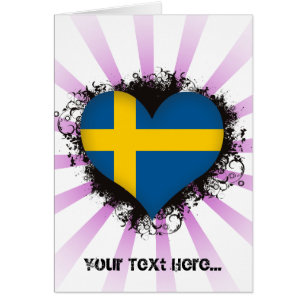 Vintage älskar jag sverige hälsningskort