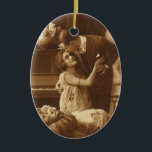 Vintage Älskare, Kärlek Romantik Romantic Music Julgransprydnad Keramik<br><div class="desc">Vintagens sepiabild med en bild av kärlek och romantik som innehåller nylweds som kramar och gungar ihop bredvid ett piano som lyssnar på musik.</div>