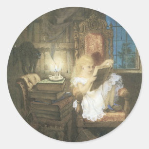 Vintage Älva Story Bok Sticker Runt Klistermärke