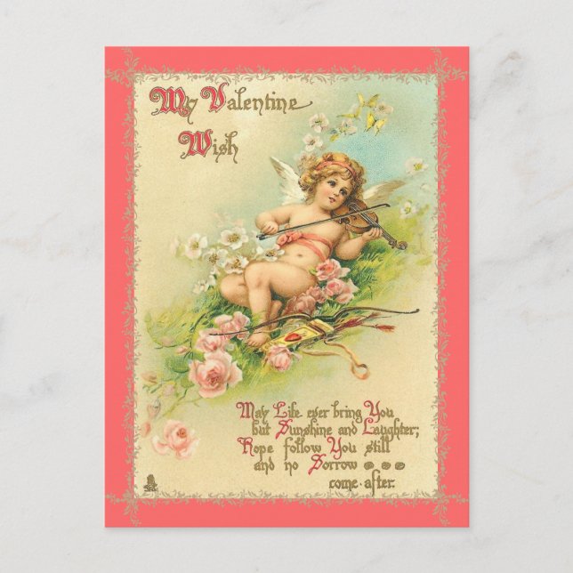 Vintage Älva Valentine vycard Helg Vykort (Framsida)