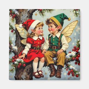 Vintage alviska feer barn jul magnet