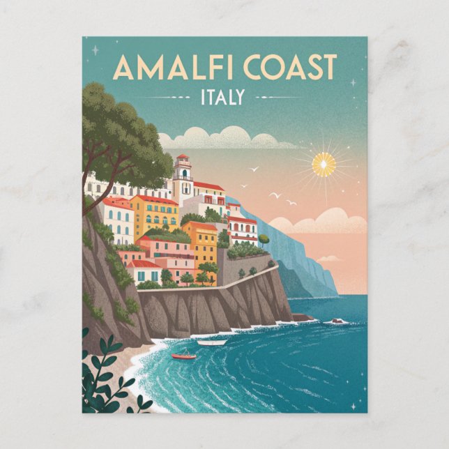 Vintage Amalfi Coast Travel Vykort (Framsida)