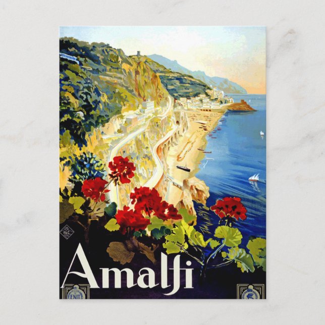 Vintage Amalfi Italien Europe Travel Helg Vykort (Framsida)