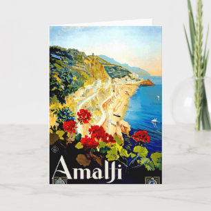 Vintage Amalfi Italien Europe Travel Helgkort