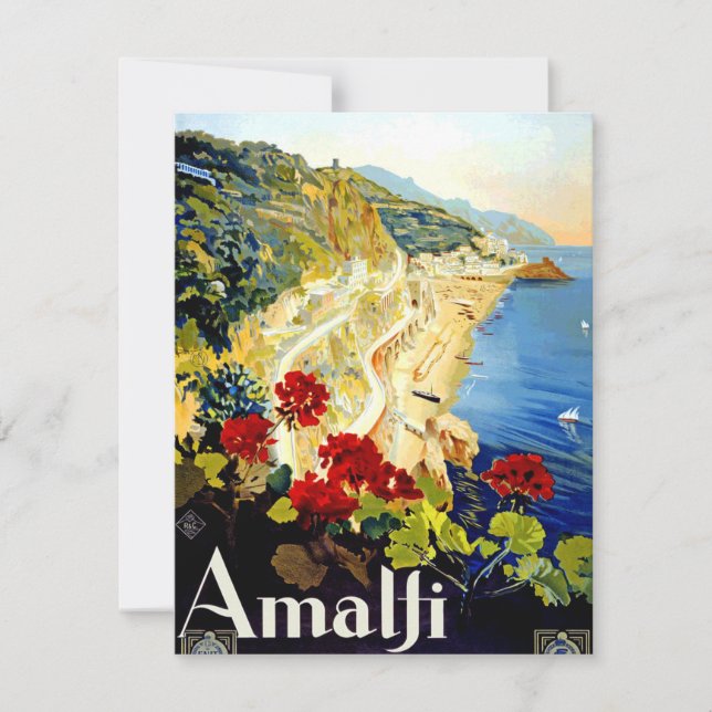 Vintage Amalfi Italien Europe Travel Julkort (Framsida)