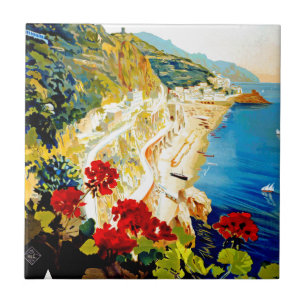 Vintage Amalfi Italien Europe Travel Kakelplatta