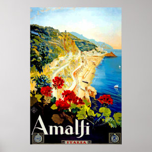 Vintage Amalfi Italien Europe Travel Poster