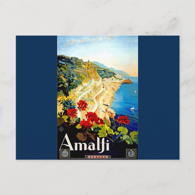 Vintage Amalfi Italien Europe Travel Vykort (Framsida)