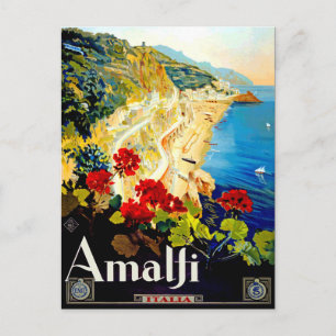 Vintage Amalfi Italien Europe Travel Vykort