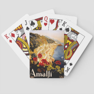 Vintage Amalfi Italien Resegrafik Poster Konst Casinokort