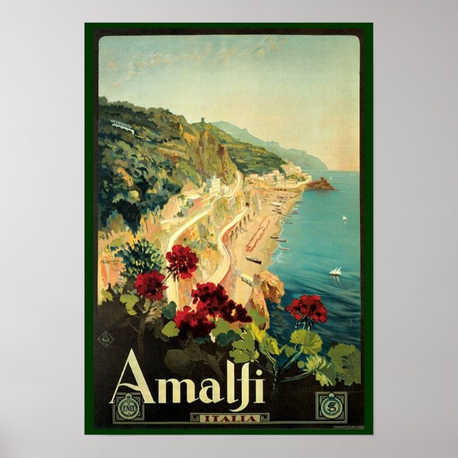 Vintage Amalfi Travel Advertisement Poster (Framsidan)