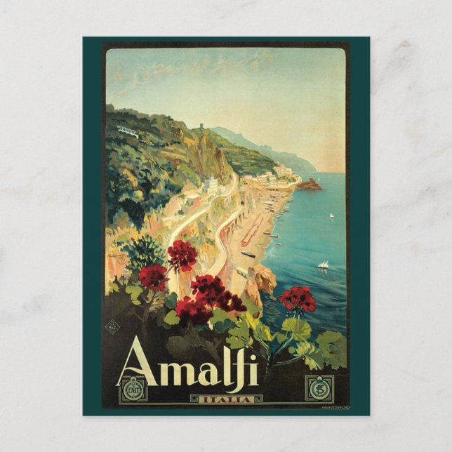 Vintage Amalfi Travel Advertisement Vykort (Framsida)