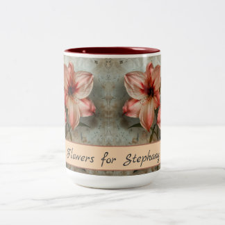 Vintage Amaryllis Flowers Retro Rustic Watercolor Två-Tonad Mugg