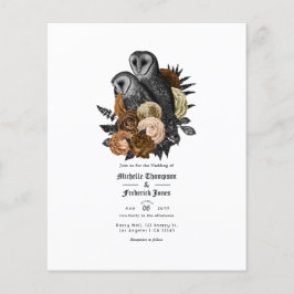 Vintage Amber Uggla Gothic Bröllopinbjudan Flygblad