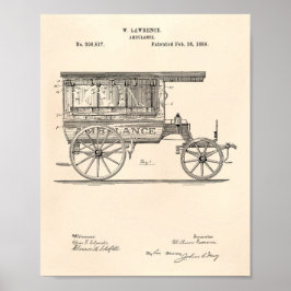 Vintage Ambulance 1889 Patent Art Old Peper Poster