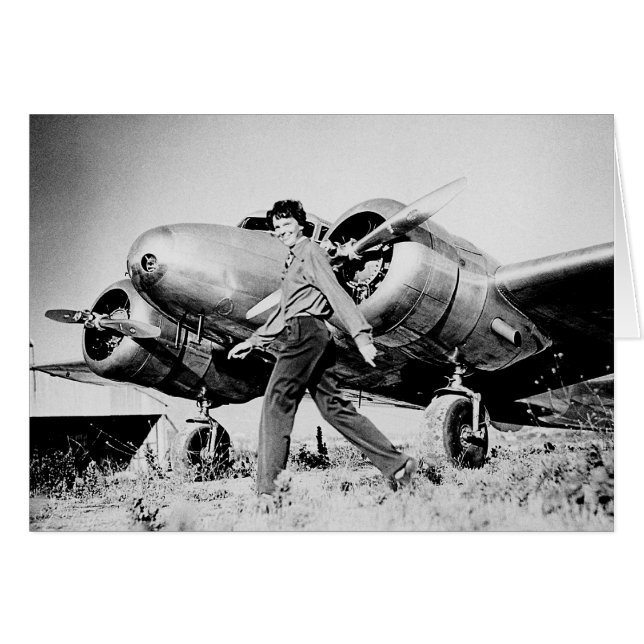 Vintage Amelia Earhart Photo Hälsningskort (Framsidan Horizontal)