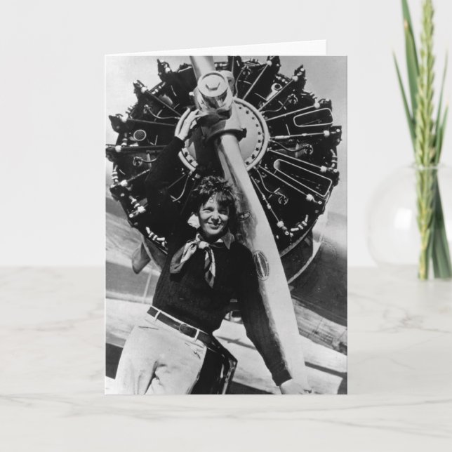 Vintage Amelia Earhart Photo Kort (Framsida)