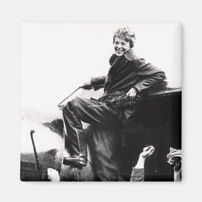 Vintage Amelia Earhart Photo Magnet (Framsidan)