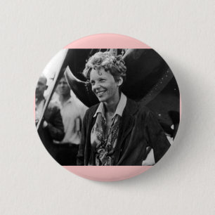 Vintage Amelia Earhart Photo Porträtt Knapp