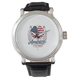 Vintage America 1776 2026 Patriotisk Klöver Tröja_ Armbandsur