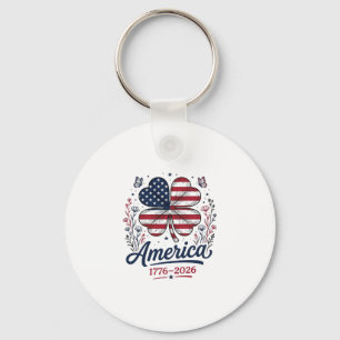 Vintage America 1776 2026 Patriotisk Klöver Tröja_ Nyckelring