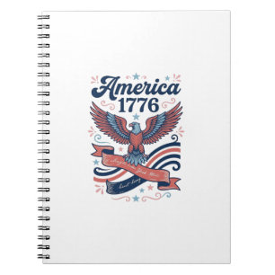 Vintage America 1776 Örn Patriotisk Shirt Design_ Anteckningsbok