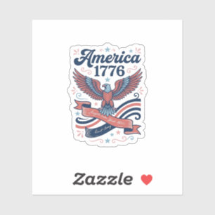 Vintage America 1776 Örn Patriotisk Shirt Design_ Klistermärken