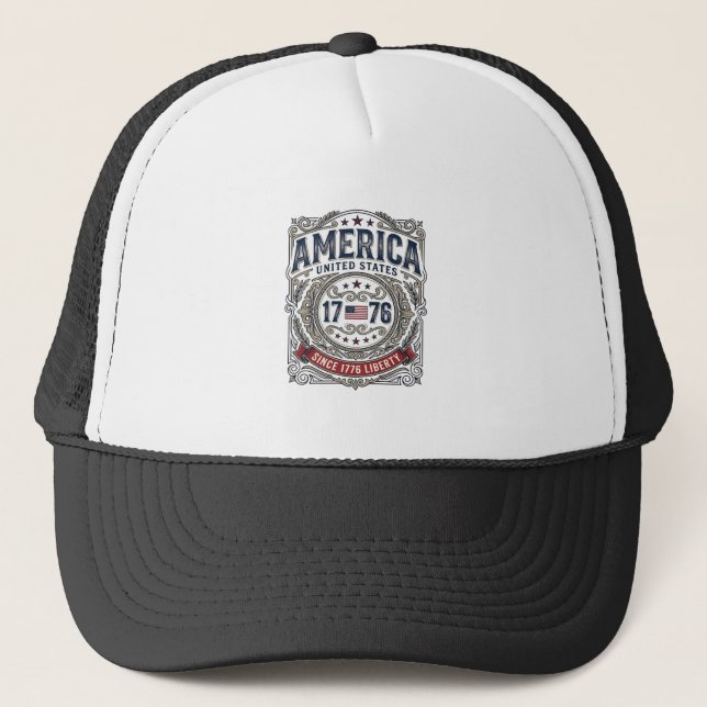 Vintage America 1776 Patriotisk Frihet Keps (Framsida)