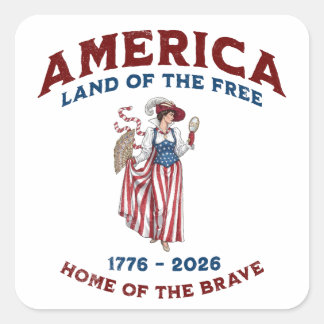 Vintage America 250-årsjubileum 1776-2026 Fyrkantigt Klistermärke