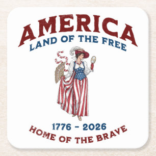 Vintage America 250-årsjubileum 1776-2026 Underlägg Papper Kvadrat