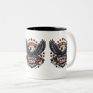 Vintage America 250 Vitkalv 1776-2026 Patriotisk Två-Tonad Mugg